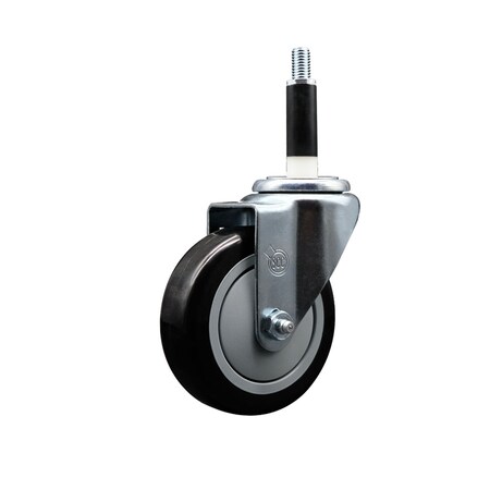 Service Caster 4'' SS Black Poly Wheel Swivel 7/8'' Expanding Stem Caster SCC-SSEX20S414-PPUB-BLK-78